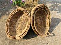 ตะกร้าแมวทรงรี ตะกร้าหวายทรงรี เซท 3 ใบ   ตะกร้าหวายใส่ผ้า Basket ตะกร้าใส่ของ