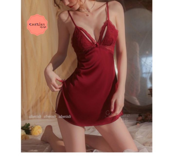 M142 Váy ngủ nữ lụa sexy cao cấp , Đầm 2 dây mặc nhà gợi cảm quyến ...