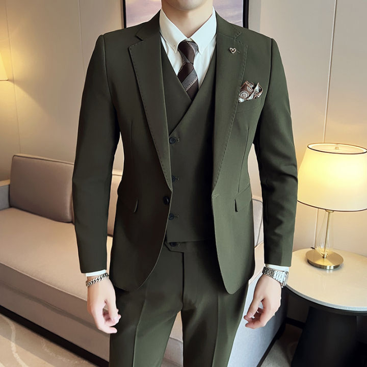 Dark Green Fancy Suit Men's Suits Wedding Dress Bridegroom Suit Men's ...