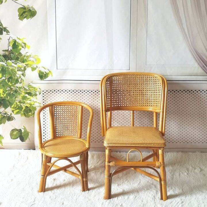 Small Rattan Chair Real Rattan Children's Backrest Natural Rattan Woven
