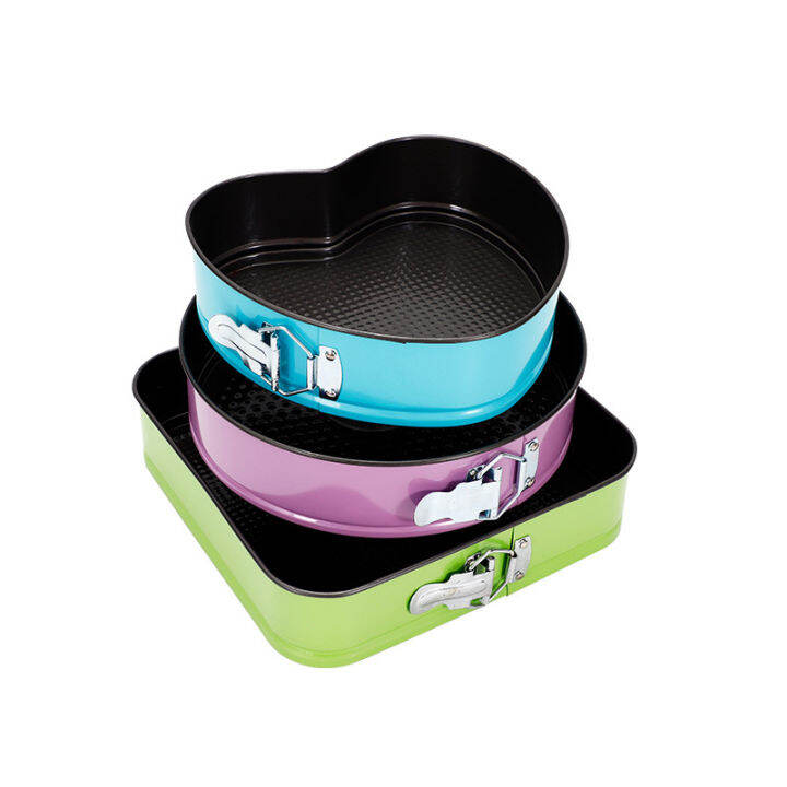 3PCS Set Nonstick Leakproof Round Shapes Cake Cheesecake Pans Removable