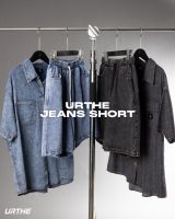 URTHE - ชุดยีนส์เซ็ต แขนสั้น สกรีนลาย OVERSIZE รุ่น JEANS SHORT SET