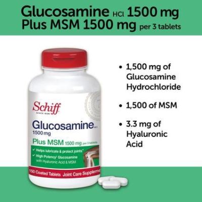 Schiff Glucosamine Tablets Plus MSM and Hyaluronic Acid 1500mg 150 เม็ด