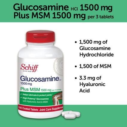 schiff-glucosamine-tablets-plus-msm-and-hyaluronic-acid-1500mg-150-เม็ด