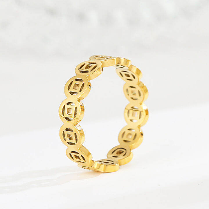 Money Ring Charm Catcher Coin Stainless Charm Ring Lucky Ring For Women