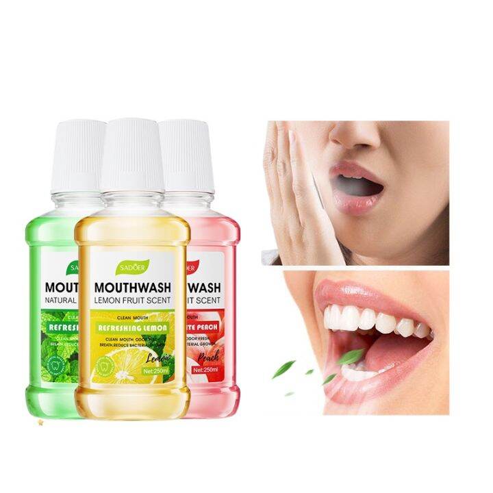 SADOER Antibacterial Peach Lemon Scent Mint Flavor mouthwash for fresh