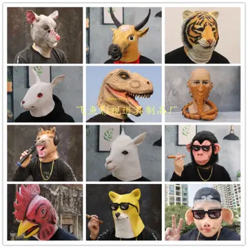 Halloween Funny Brown Goat Mask Realistic Novelty Latex Animal Masks for Costume Holiday Party