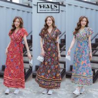 ?Flora MaxiDress แม๊กซี่เดรสทรงป้ายอกพิมพ์ลายดอดไม้ งานสวยเก๋มากๆนะคะ