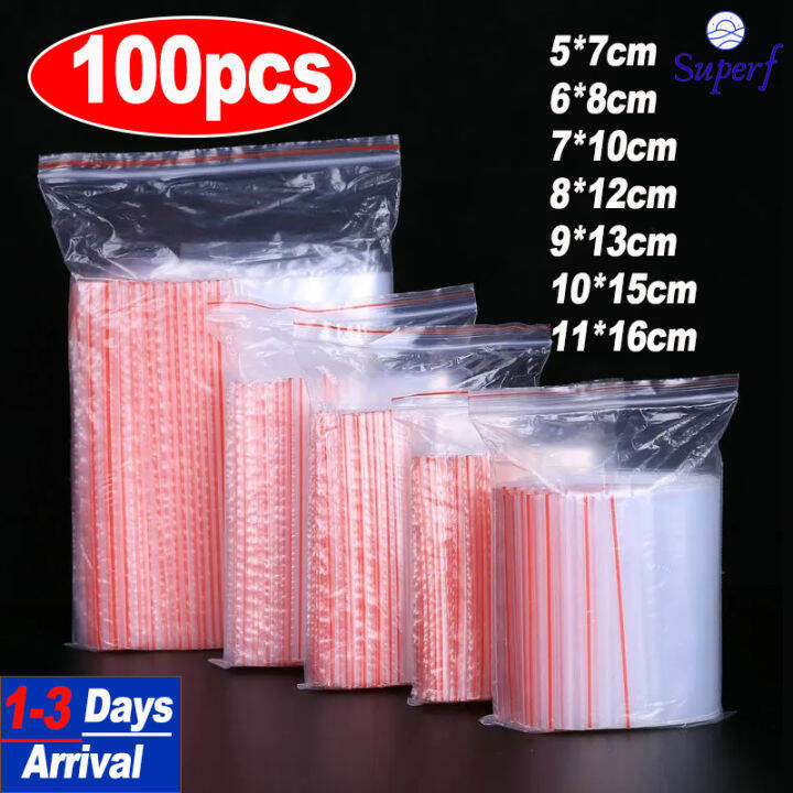 100pcs/pack Plastic Storage Bags Transparent Thicken Zip-lock Bag