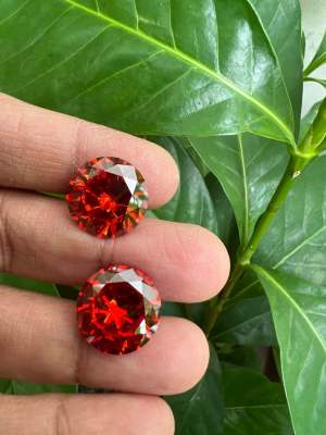 เพชรรัสเซีย สีส้ม ทรงกลม 7.00มม ( 4 เม็ด) BRILLIANT ORANGE ROSE DIAMOND พลอย CUBIC ZIRCONIA CZ ROUND SHAPE