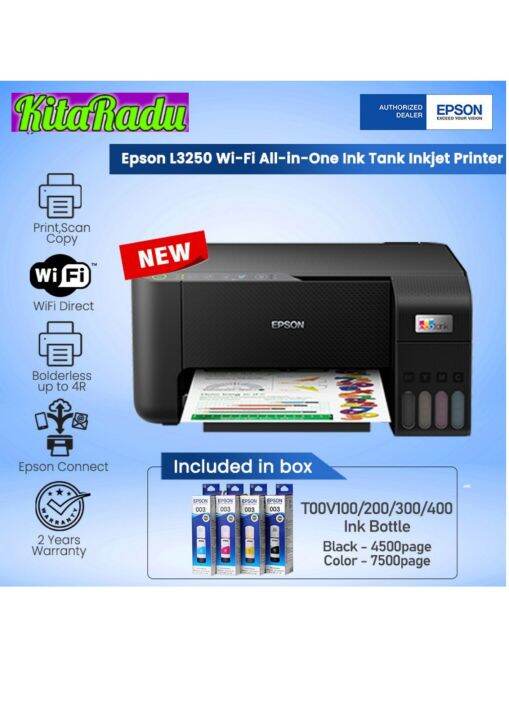 [FREE GIFT] Epson Eco Tank L3250 All In One Ink Tank Wireless Printer ...