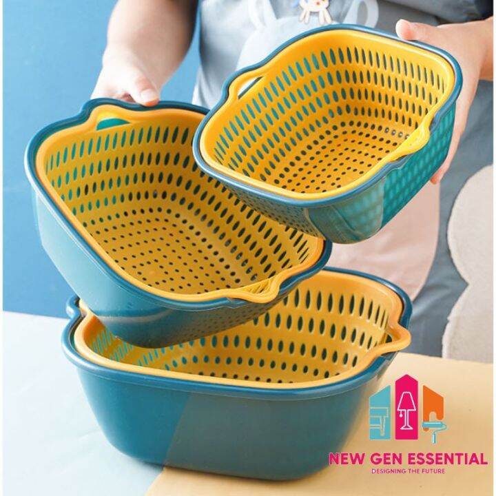 6 set Basket Plastic Vegetable Washing Basket Wash Basin Household