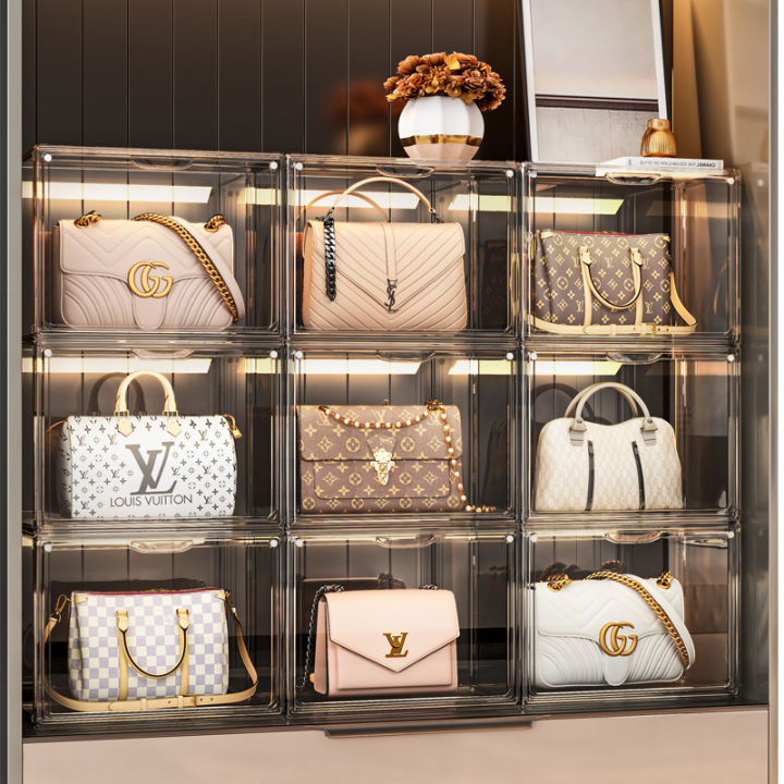 6 Pcs Clear Handbag Organizer,Purse Stackable Organizer Display Case for  Closet
