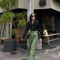 Studio Kath Baggy Pants ผ้าวูลสีOlive Pre-Order7วัน