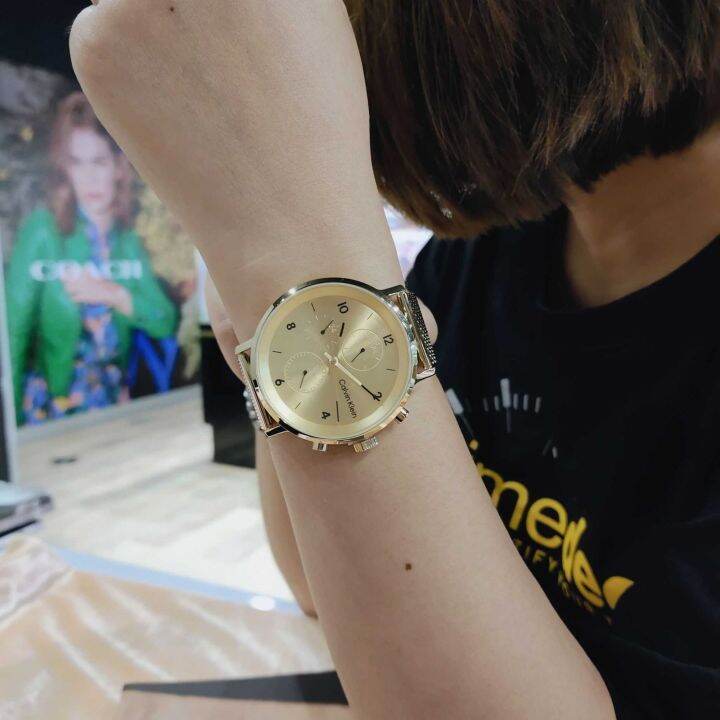 ประกันศูนย์ไทย-calvin-klein-mens-stainless-steel-quartz-watch-with-ionic-thin-gold-plated-1-steel-strap-ck25200109-ขนาดหน้าปัด-44-มม