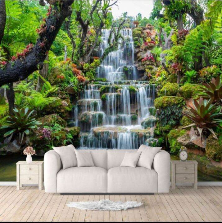 Termurah Wallpaper Taman Air Terjun Custom 3D Wallpaper murah