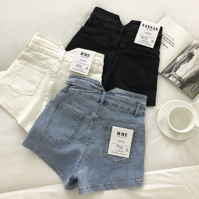 [Taobao]กางเกงขาสั้นผ้ายีนส์  กางเกงขากว้างทรงเอยืดหยุ่นเอวสูงเข้ารูป