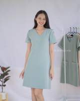 Dressii Me : V Dress - New! ชุดเดรสคอวี ทรง A (ซับในเต็มตัว) XS- XXL