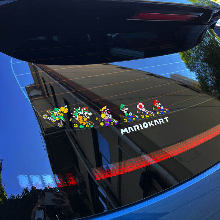Super Mary Kart Cartoon Stickers Mario Scratch Car Stickers Windshield