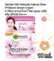 (18 ml.) Garnier Sakura Grow Hyaluron Serum Cream เซรั่มครีมการ์นิเย่ซากุระโกลว์ ไฮยาลูรอน