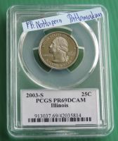 ตลับเกรด  PCGS PR69DCAM -USA 2003​ S-Quarter จอร์จ วอชิงตัน /รัฐ​อิลลินอยส์