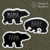 ʕ •ᴥ•ʔ ✿ พร้อมส่ง : เข็มกลัดเซ็ทครอบครัวหมีดำ | Black Bear Family Enamel Brooch Pin Set.