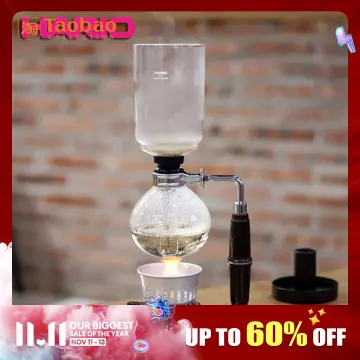 Japanese Style Siphon Coffee Maker Tea Siphon Pot Vacuum Coffeemaker Glass  Type Coffee Machine Filter 3Cups Rose Gold - Full Houser