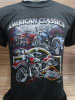 เสื้อ3d เสื้อฮาเลย์ ผ้าบางเทากระ ลายAMERICAN CLASSICS