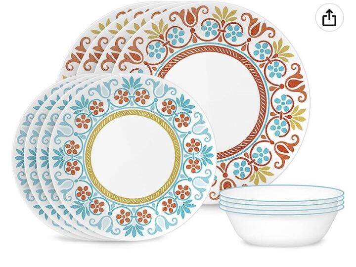 Corelle Global Collection Vitrelle 12Piece Dinnerware Set, Triple