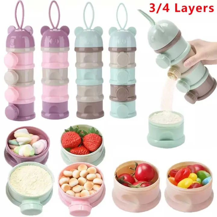 4-Grids Portable Baby Food Storage Box Infant Essential Cereal Holder Milk  Powder Organizer Kids Snacks Container ZOU