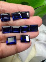 ไพลิน สีน้ำเงินของเทียม size 10x8mm  LAB THAI STEP CUT BLUE SAPPHIRE BRILLIANT CORUNDUM (1 เม็ดPIECES)