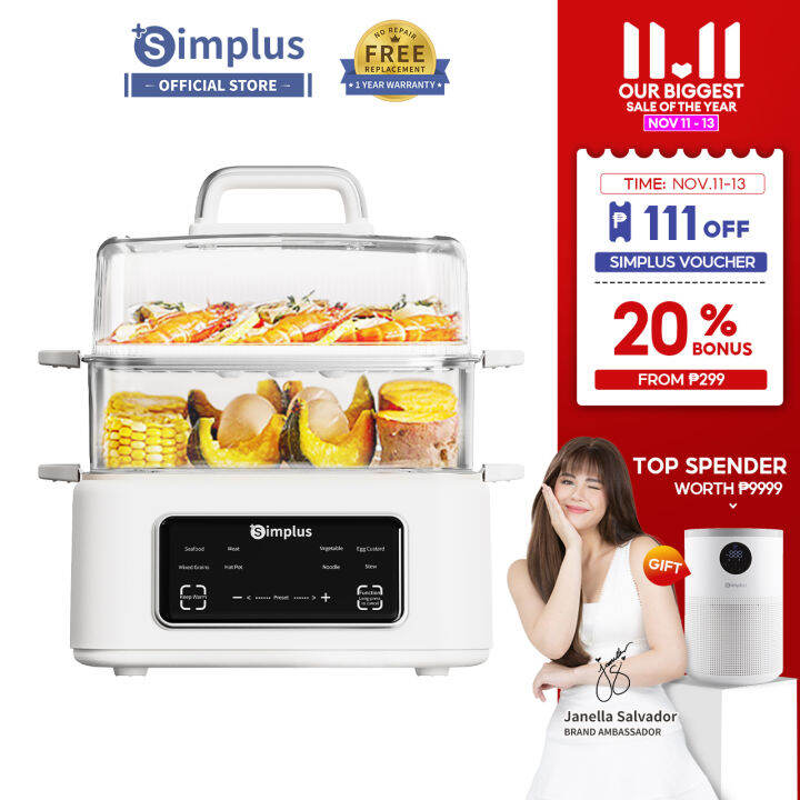 Simplus Electric Food Steamer Electric Cooker Multi Cooker Siomai Steamer Smart Timer Egg Boiler