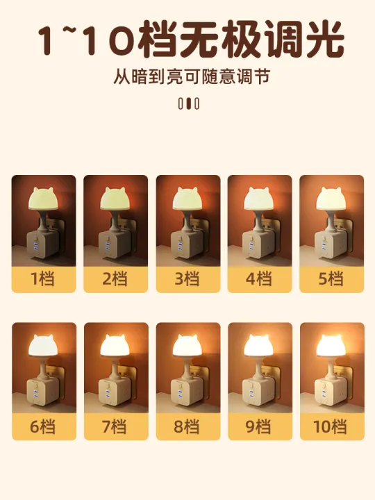 Remote Control Plug-in Night Light Socket Bedside Bedroom Sleeping Baby Nursing Baby Confinement Soft Light Eye Protection Desk Lamp
