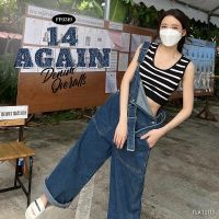 FLAT2112 FF0319 : 14 AGAIN DENIM OVERALLS  เอี๊ยมยีนส์ เอี๊ยมฟรีไซส์ เอี๊ยมสายถอดปรับได้