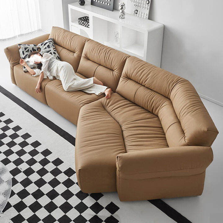 Genuine Leather Sofa Italian Style Minimalist Modern Minimalist Living