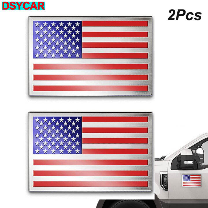 2Pcs/Lot Flag Decal 3D Metal American Flag Sticker Decal Us Flag Emblem