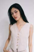 Linné Vests - Sand เสื้อกั๊ก ผ้าลินิน