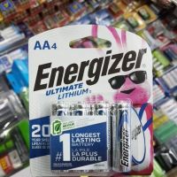 ถ่าน Energizer Ultimate Lithium AA ( ชาร์จไม่ได้) 1.5V  4ก้อน พลังงานนานกว่าAlkaline ของใหม่ ของแท้