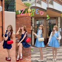 NP?⋆｡ Zipped Dress ?? - พร้อมส่ง! เดรสยีนส์ผูกไหล่