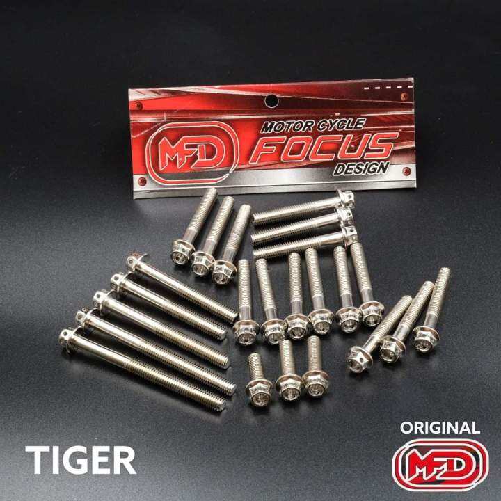 Baut Blok Mesin Tiger Set Kiri Kanan Pnp Honda Tiger Baut Chrome Set