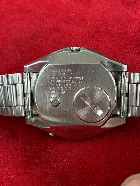 citizen-electronic-cosmotron-นาฬิกาผู้ชาย-ขนาดตัวเรือน-38-มม-ความหนา-14-มม-ความยาว-21ซม-นาฬิกาวินเทจของแท้-รับประกันจากผู้ขาย-3-เดือน