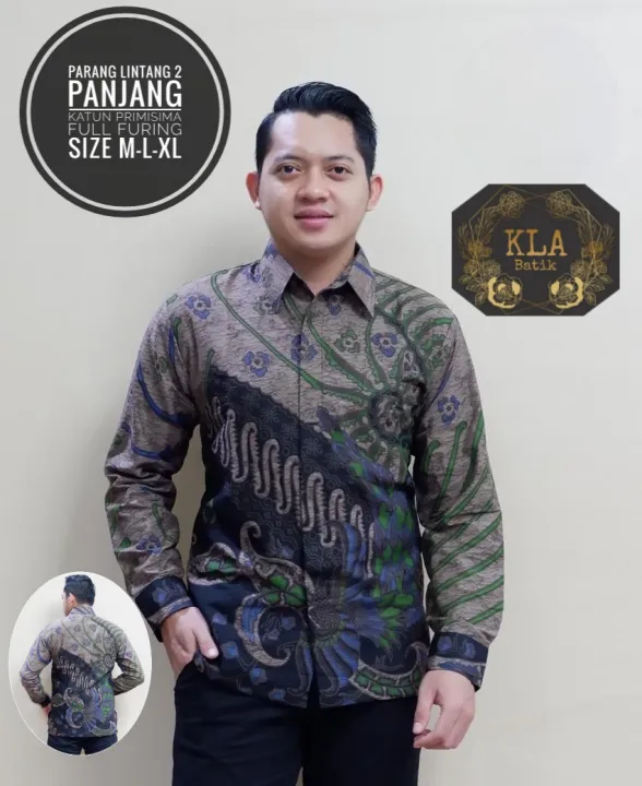 Kemeja batik pria warna hijau terbaru 2022 / batik lengan panjang warna