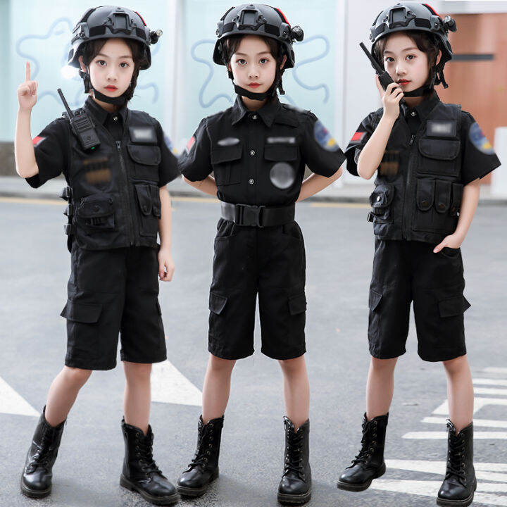 Children's Police Uniform Police Uniform Suit Summer Military Uniform 