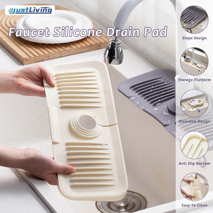 Faucet Drain Pad Clean Easily Countertop Sink Faucet Drip Anti-Splash Drain  Pad