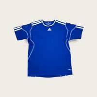 Adidas เสื้อยืด ออกกำลังกาย สีน้ำเงิน แต่งแถบไหล่และแขน มือสอง