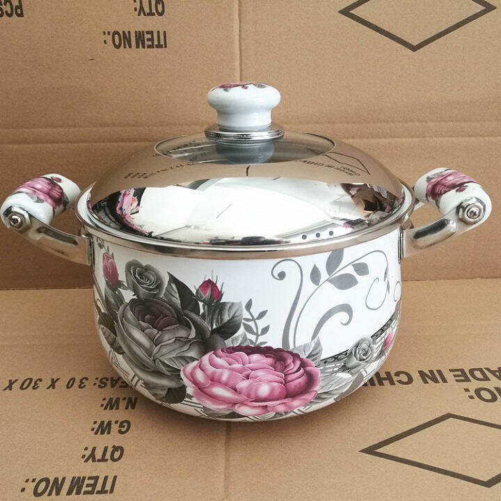 Porcelain Drop Enamel Enamel Stockpot Induction Cooker Applicable to