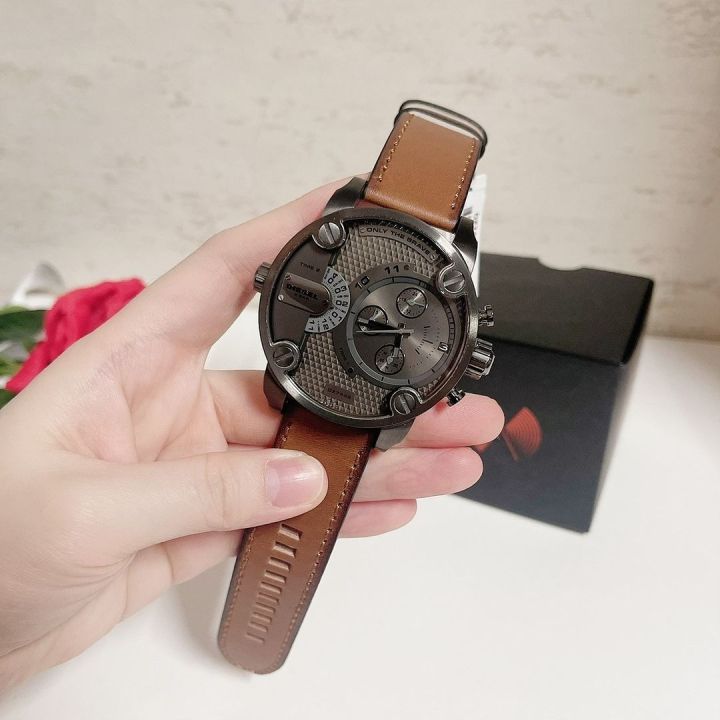 นาฬิกา-diesel-little-daddy-chronograph-brown-leather-watch-รุ่น-dz7442-ขนาด-51มม