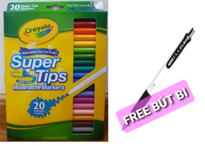 Bút lông màu Crayola Supertips 20 màu + Free 1 bút bi FO-038 