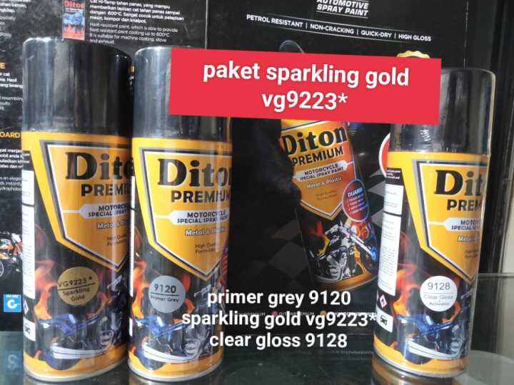CAT SEMPROT PILOK DITON PREMIUM PAKET SPARKLING GOLD VG 9223 PRIMER