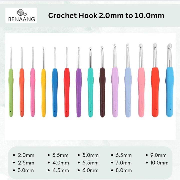 Jarum Kait Pemegang Getah (2.0-10.0mm) / Crochet Hook with rubble ...